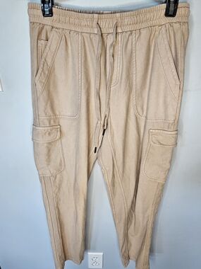 Athleta Farallon Cargo Crop Pants Size 2 Silt Taupe Drawstring Jogger Pockets